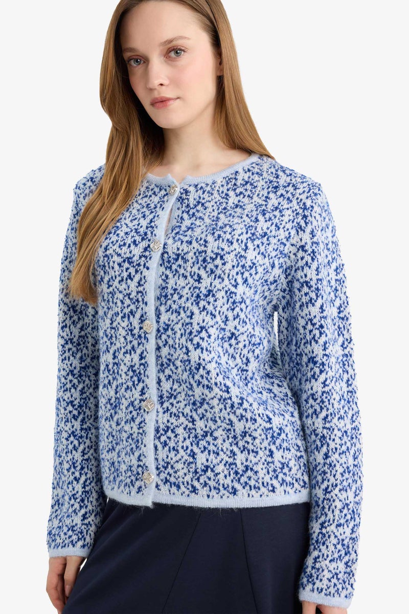 ديفاكتو كارديجان تريكو قصة عادية بياقة مستديرة - Image 4